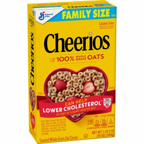 Cheerios, Breakfast Cereal with Whole Grain Oats, Gluten Free, 18 oz (Pack of 8) Perspective: front