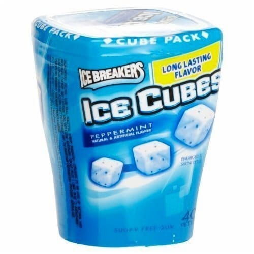 Ice Breakers Ice Cubes Peppermint Sugar Free Gum 40 pieces (Pack of 20) Perspective: front