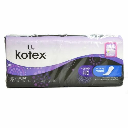 U by Kotex Maxi Pads, Overnight, Unscented, 28 each (Pack of 20) Perspective: front