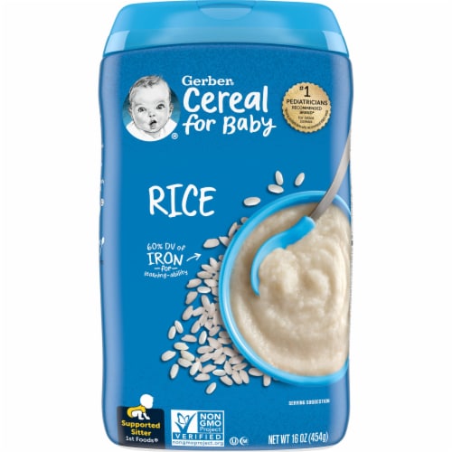 Gerber Single Grain Rice Baby Cereal - 16oz (Pack of 18) Perspective: front