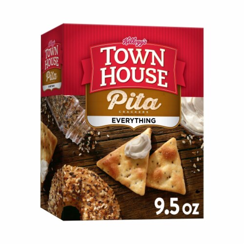 Town House Pita Crackers Everything Flavor Oven Baked Crackers 9.5 oz (Pack of 3) Perspective: front