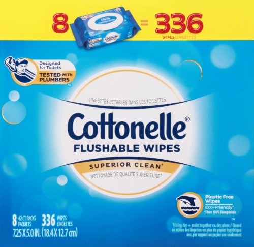 Cottonelle Flushable Wet Wipes Flip-Top (Pack of 48) Perspective: front