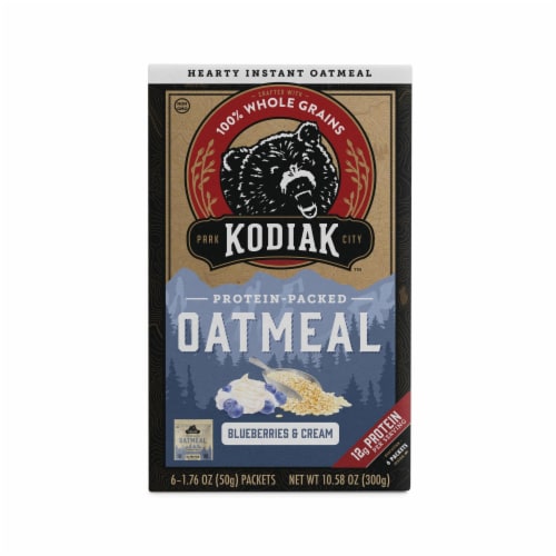 Kodiak Protein-Packed Blueberries and Cream Instant Oatmeal 1.76 Oz 6 Packets (Pack of 2) Perspective: front