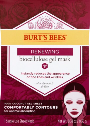 Burt S Bees Renewing Biocellulose Gel Face Sheet Mask Rose and Algae ExtraTube (Pack of 20) Perspective: front