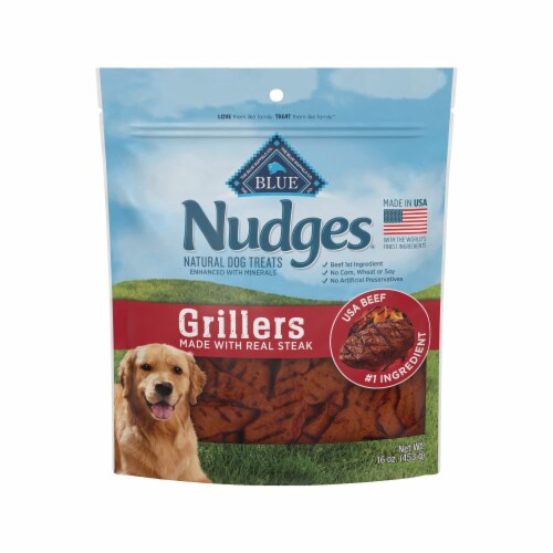 Blue Buffalo Nudges Grillers Natural Dog Treats Steak 16oz Bag (Pack of 4) Perspective: front