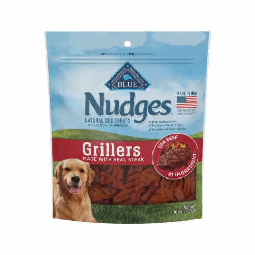Blue Buffalo Nudges Grillers Natural Dog Treats Steak 16oz Bag (Pack of 10) Perspective: front