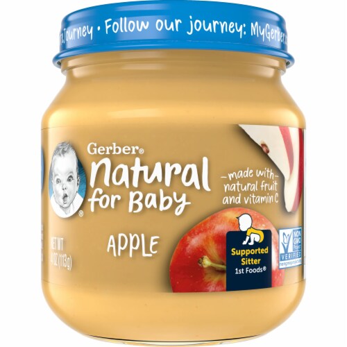 Gerber 1st Food Natural Glass Apple Baby Meals - 4oz (Pack of 6) Perspective: front