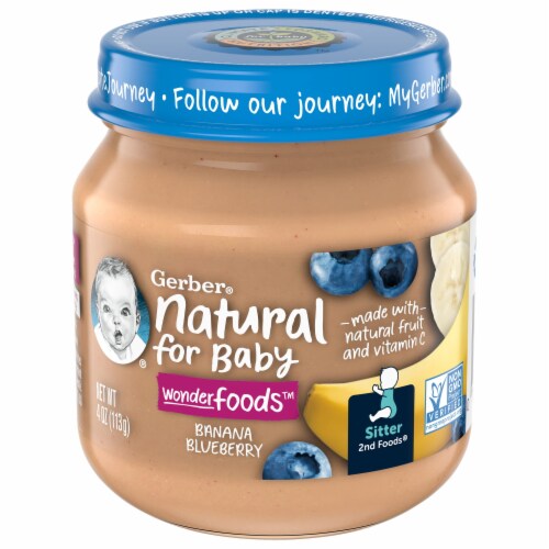 Gerber 2nd Food Natural Banana Blueberry Baby Meals - 4oz (Pack of 10) Perspective: front