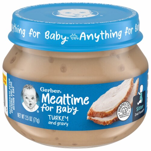 Gerber 2nd Foods Mealtime for Baby Baby Food Chicken & Gravy 2.5 Oz Jar (Pack of 18) Perspective: front