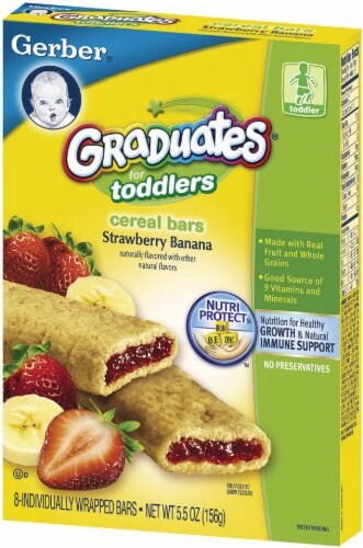 Gerber Soft Baked Grain Bars Strawberry Banana 5.5 Oz Box (Pack of 32) Perspective: front