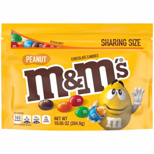 M&M S Peanut Milk Chocolate Sharing Size - 10.05 Oz Resealable Bag (Pack of 32) Perspective: front