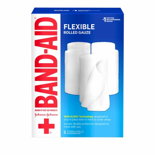 Band Aid Brand Flexible Rolled Medical Gauze 4 in X 2.1 Yd 5 Ct (Pack of 48) Perspective: front