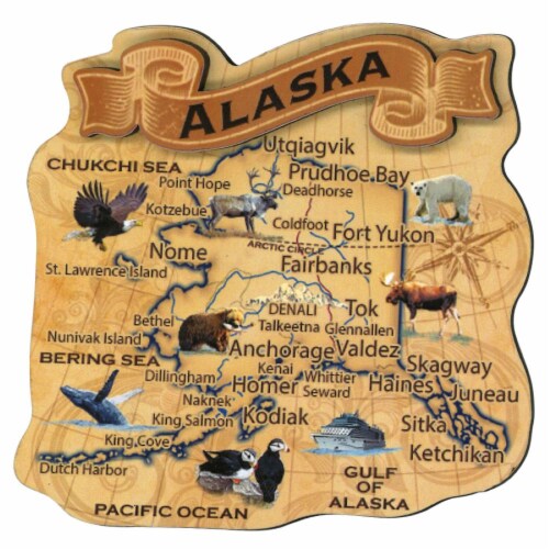 Arctic Circle Enterprises Vintage Map Artwood Magnet Perspective: front