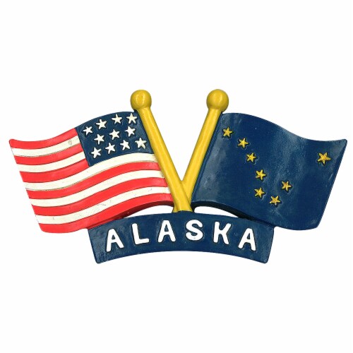 Arctic Circle Enterprises Crossed Flags Poly Magnet Perspective: front
