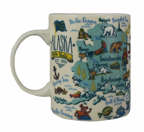 Arctic Circle Enterprises Alaska State Map Mug - White/Mint Perspective: front