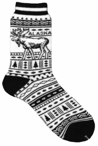 Arctic Circle Enterprises Alaska Patterned Moose Socks - Black/White Perspective: front
