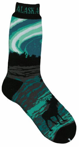 Arctic Circle Enterprises Alaska Northern Lights Moose Socks - Mint/Black Perspective: front