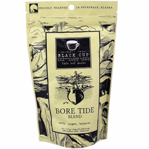 Arctic Circle Enterprises Black Cup Bore Tide Whole Bean Coffee Blend Perspective: front