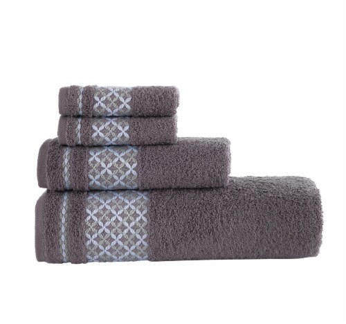 KAFTHAN Textile Plaid Turkish Cotton Bath Towels (Set of 4),  59Lx35Wx0.5H - Foods Co.