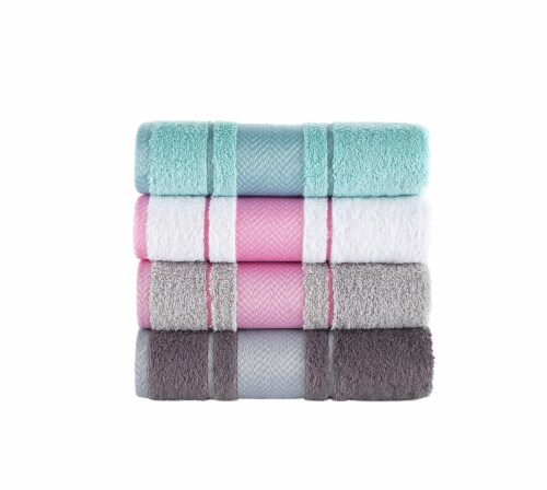KAFTHAN Textile Multicolor Fishbone Turkish Cotton Face/Hand/Hair Bath Towels (Set of 4) Perspective: front
