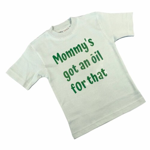 Organic Cotton Tees Short Sleeve - Sage Stripe Mommys Got an Oil 2-4 year Perspective: front
