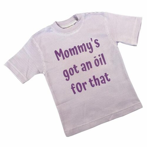 Organic Cotton Tees Short Sleeve - Lavender Stripe Mommys Got an Oil 12-24 months Perspective: front