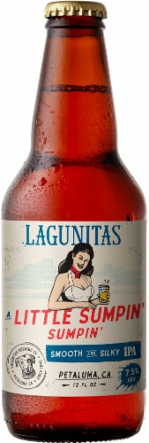 Lagunitas® A Little Sumpin' Sumpin' IPA Wheat Ale Craft Beer Single Bottle Perspective: front