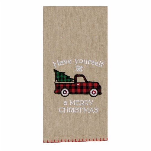 Kay Dee Designs Truck Embroidered Applique Tea Towel Perspective: front