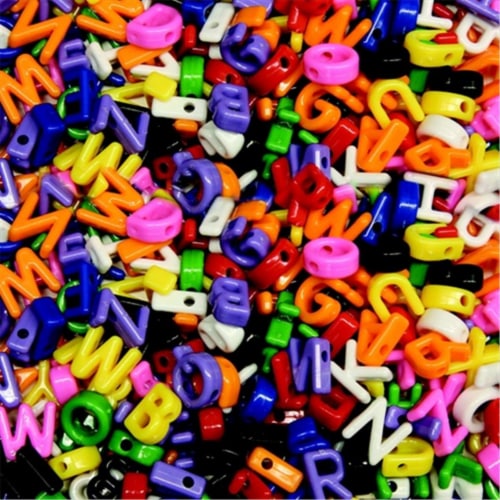 Plastic Cube Uppercase Letter Bead, Pack - 288 Perspective: front