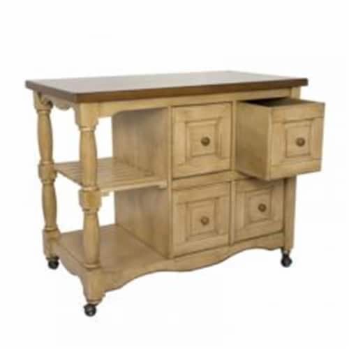 Sunset Trading Brook 4 Drawer Kitchen Cart Perspective: front