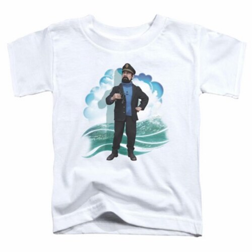 Tintin-Haddock Short Sleeve Toddler Tee&#44; White - Large 4T Perspective: front