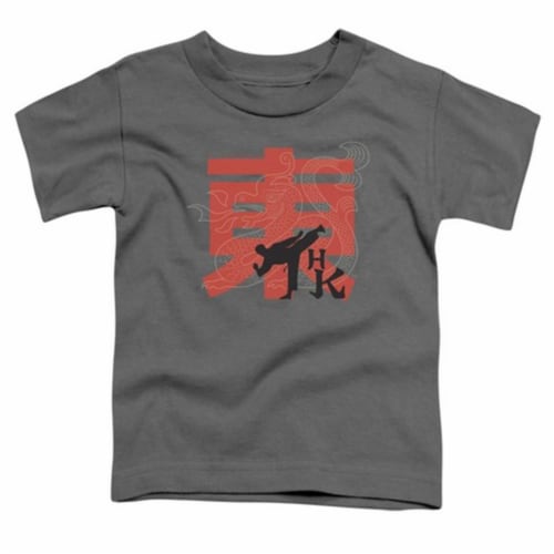Hai Karate-Hk Kick Short Sleeve Toddler Tee&#44; Charcoal - Small 2T Perspective: front