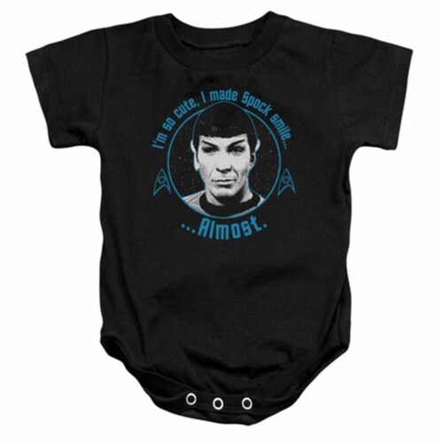 Star Trek-Almost Smile - Infant Snapsuit - Black&#44; Small 6 Mos Perspective: front