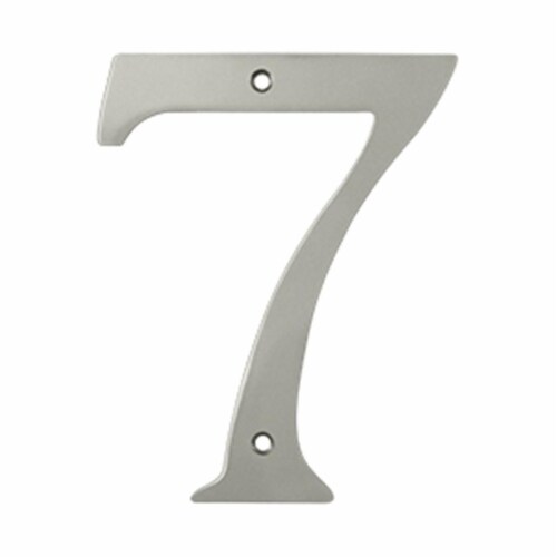 6 in. House Numbers, Satin Nickel - Solid Brass Perspective: front
