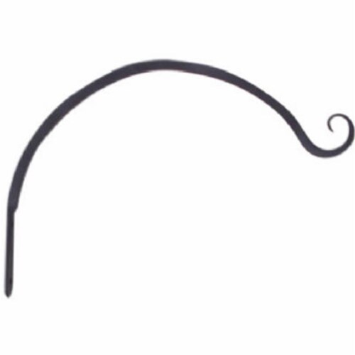 89407 7 in. Black Hanging Plant Bracket Forged Curved Hook Perspective: front
