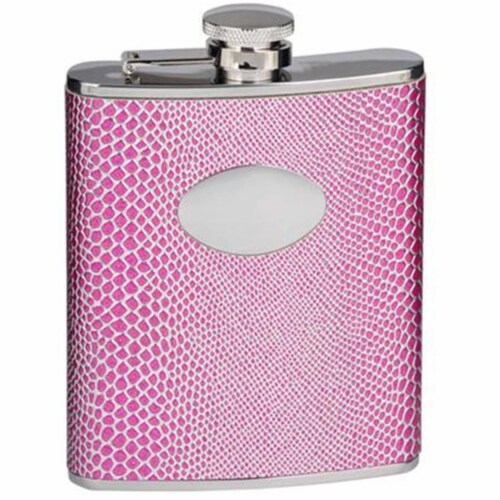 Viper Purple Snakeskin Design Stainless Steel 6oz Hip Flask Perspective: front