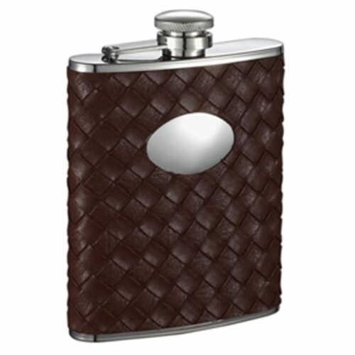 James Brown Weave Pattern 6oz Stainless Steel Hip Flask Perspective: front