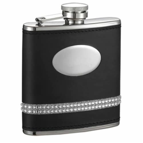 Grace Rhinestone Steel Hip Flask - 5 oz Perspective: front