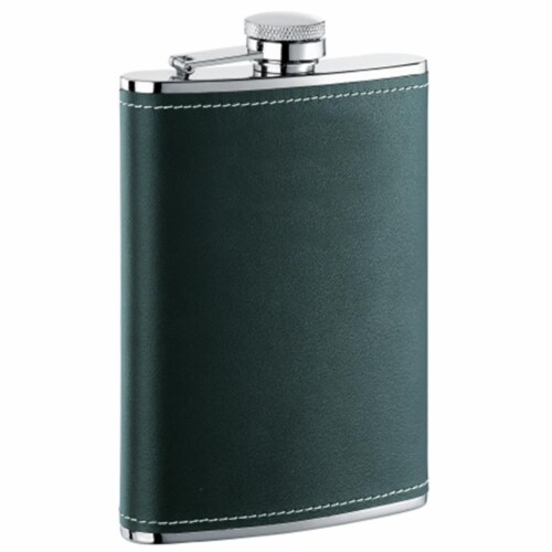 Eclipse Black Leather Liquor Flask - 6 oz Perspective: front