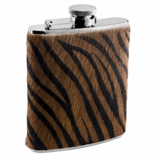 Tiger Fur Pattern Liquor flask - 6 oz Perspective: front