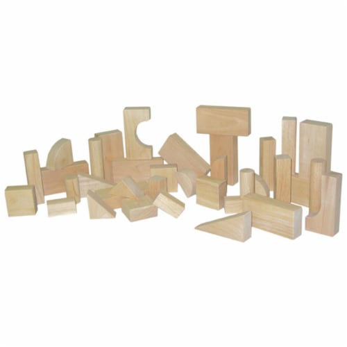 Hard Maple Blocks - Toddler Set With 13 Shapes And 36 Pieces Perspective: front