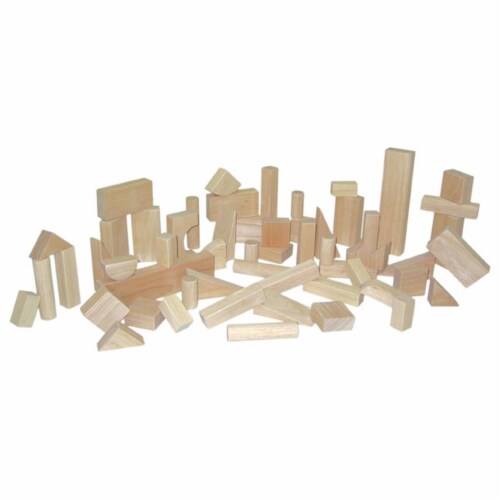 Hard Maple Blocks - Basic Set With 15 Shapes And 56 Pieces Perspective: front