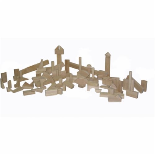Hard Maple Blocks - Nursery Set With 17 Shapes And 93 Pieces Perspective: front