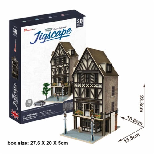 Tudor Restaurant 3D Puzzle, 44 Piece Perspective: front