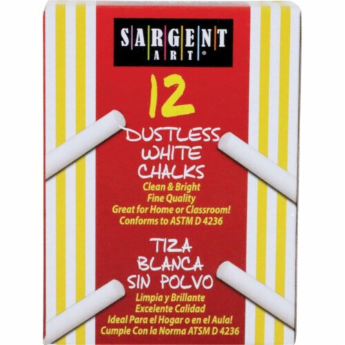 Inc.  3.25 x .375 in. Sargent School Gr Dustless Chalk  White Perspective: front