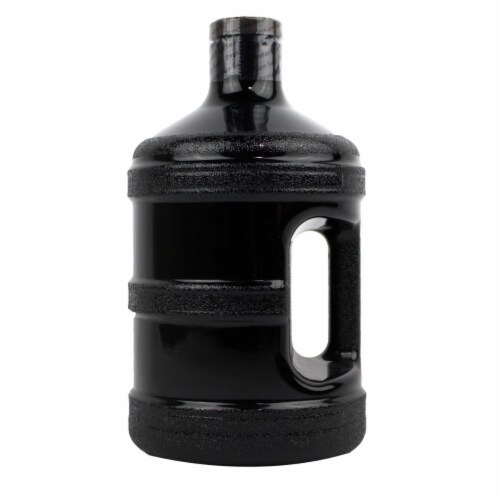 1 gal Round Water Bottle with 48 mm Cap, Black Perspective: front
