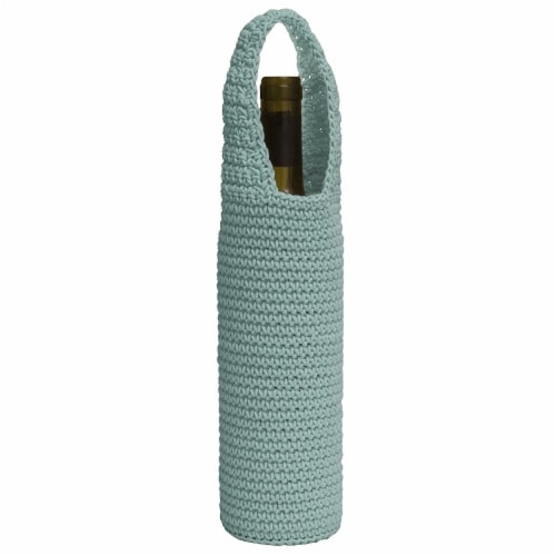 Mode Crochet Wine Bottle Wrap, Sea Spray Perspective: front