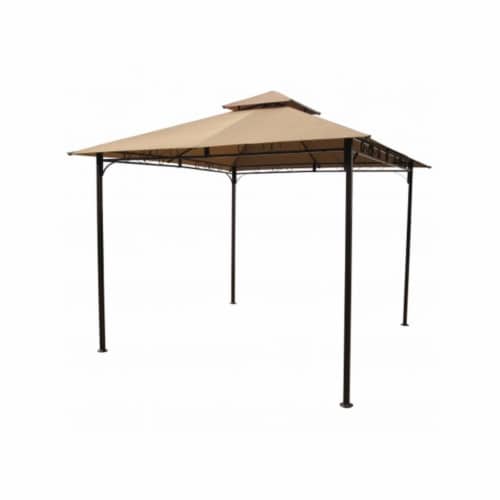Square Vented Canopy Gazebo, Khaki Perspective: front