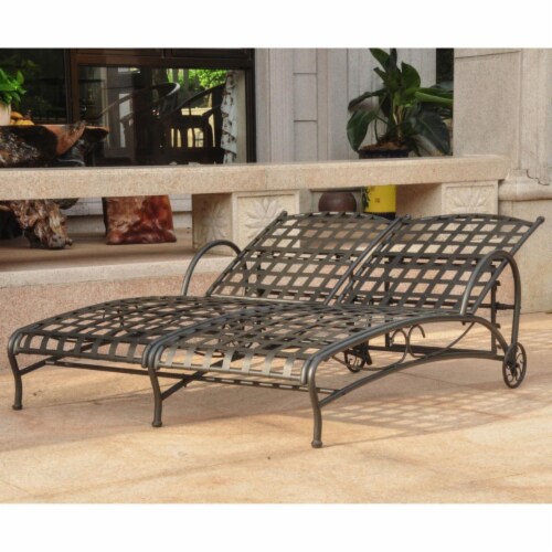 Santa Fe Nailhead Double Multi Position Chaise Lounge, Antique Black Perspective: front