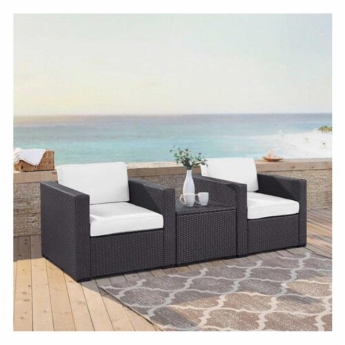 Two wicker chairs and table online